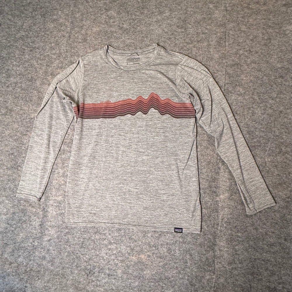 Patagonia Capilene Cool Daily Womens S Gray Long Sleeve Graphic Hiking Shirt